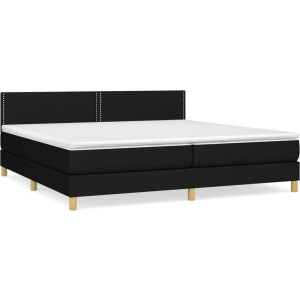 vidaXL - Boxspring - met - matras - stof - zwart - 200x200 - cm