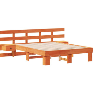 vidaXL - Bedframe - met - hoofdeinde - Bruin - 120 - x - 200 - cm - Massief - grenenhout