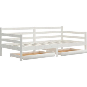 vidaXL - Slaapbank - met - lades - massief - grenenhout - wit - 90x200 - cm