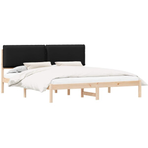 vidaXL - Bedframe - met - Gevoerde - Hoofdbord - Zwart - 180 - x - 200 - cm