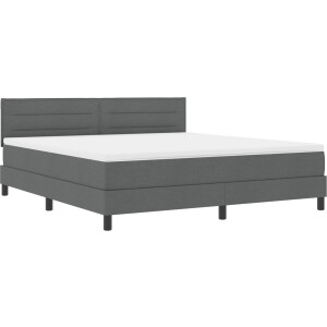 vidaXL - Boxspring - bed - met - matras - met - LED - Donkergrijs - 180 - x - 200 - cm - Stof