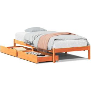 vidaXL - Bedframe - zonder - matras - massief - grenenhout - wasbruin - 100x200 - cm