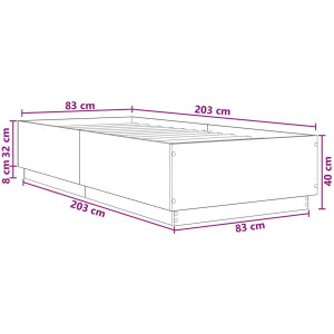 vidaXL - Bedframe - Gerookt - eiken - 80 - x - 200 - cm - Bewerkt - hout