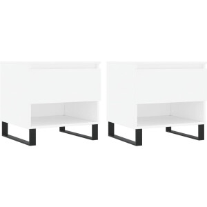 vidaXL - Salontafels - 2 - st - 50x46x50 - cm - bewerkt - hout - wit