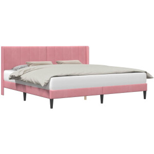 vidaXL - Bedframe - met - hoofdeinde - Roze - 200 - x - 200 - cm - Fluweel