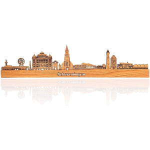 Skyline van Scheveningen - Eikenhout - 150cm - Wanddecoratie van hout