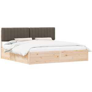 vidaXL - Bedframe - met - Gevoerde - Hoofdbord - Taupe - 200 - x - 200 - cm
