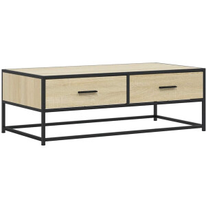 vidaXL Salontafel - Salontafels - Bijzettafel - Banktafel - Salontafel 100x50x35 cm bewerkt hout en metaal sonoma eiken