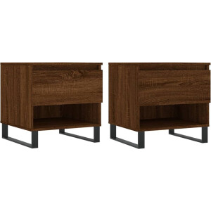 vidaXL - Salontafels - 2 - st - 50x46x50 - cm - bewerkt - hout - bruin - eikenkleur