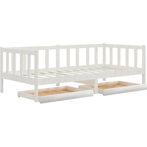 vidaXL - Slaapbank - met - lades - massief - grenenhout - wit - 90x200 - cm