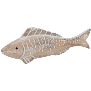 Beeld Vis white-wash 23x7,5x3,4cm