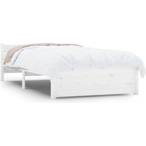 vidaXL - Bedframe - massief - hout - wit - 90x200 - cm