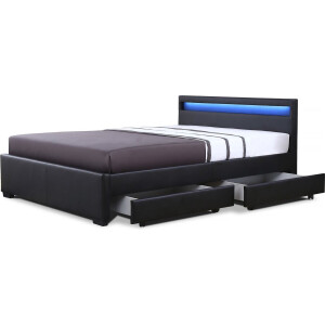 Bed met 4 lades LED "Nico" - 160 × 200 cm - Zwart