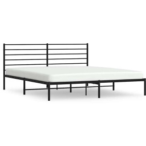 vidaXL - Bedframe - met - hoofdbord - metaal - zwart - 200x200 - cm
