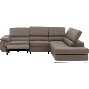 Goossens Lorenzo Hoekbank - Leer - Bruin - 283 x 64 x 233 cm - Rechts