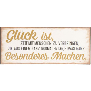 Clayre & Eef Tekstbord 13x30 cm Beige Geel Metaal