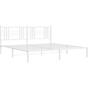 vidaXL - Bedframe - met - hoofdbord - metaal - wit - 193x203 - cm