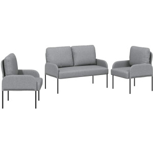vidaXL - Sofa-Sets - 3 - st - Lichtgrijs - Multiplex