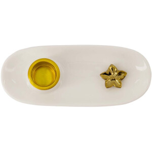 Zusss Kandelaar Keramiek Met Bloem Keramiek White / Gold