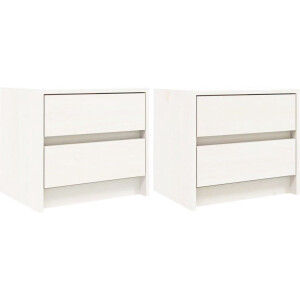 vidaXL Nachtkastjes - Set van 2 - Wit - Grenenhout Nachtkastje - Kastje - Slaapkamer Meubilair - Massief Hout - Grenenhout