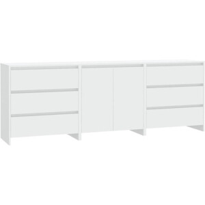 vidaXL - 3 - st - Dressoirs - bewerkt - hout - wit