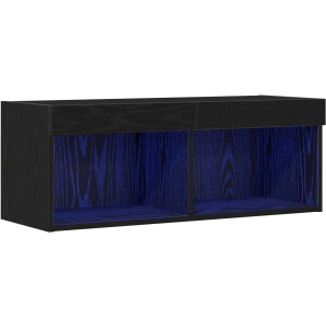 vidaXL - Tv-meubelset - met - LED - Zwart - Eiken - 80 - x - 30 - x - 30 - cm - Bewerkt - hout