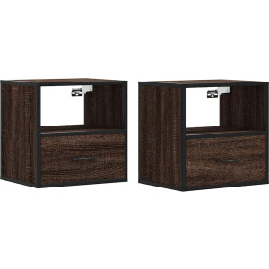 vidaXL Nachtkastjes set van 2 - Bruin Eiken Nachtkastje - Wandmontage - Bruine Meubels - Houten Kast - Slaapkamersdecoratie