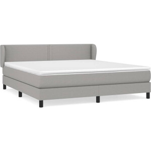 vidaXL - Boxspring - met - matras - stof - lichtgrijs - 180x200 - cm