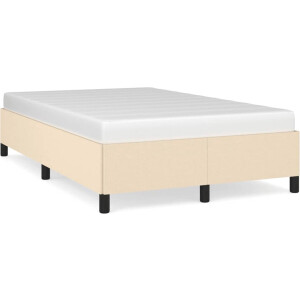 vidaXL - Bedframe - zonder - matras - 120x190 - cm - stof - crèmekleurig