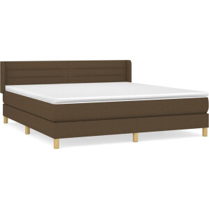 vidaXL - Boxspring - met - matras - stof - donkerbruin - 160x200 - cm