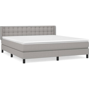 vidaXL - Boxspring - met - matras - stof - lichtgrijs - 180x200 - cm