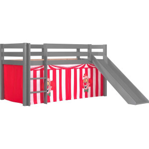 Vipack - Halfhoogslaper Astrid grijs met glijbaan - 90x200 - Grijs