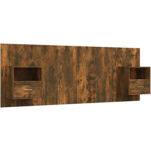 vidaXL - Hoofdbord - met - kastjes - bewerkt - hout - gerookt - eikenkleurig