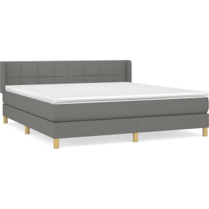 vidaXL - Boxspring - met - matras - stof - donkergrijs - 160x200 - cm