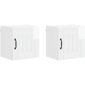 vidaXL - Wandkast - LUCCA - 2 - st - Hoogglans - Wit - Bewerkt - hout