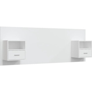 vidaXL - Hoofdbord - met - kastjes - bewerkt - hout - wit