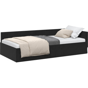 vidaXL - Hoek - Bed - Frame - met - hoofdeinde - Zwart - 80 - cm - x - 200 - cm - Fluweel