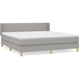 vidaXL - Boxspring - met - matras - stof - lichtgrijs - 160x200 - cm
