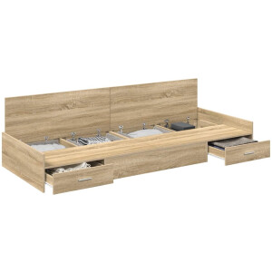 vidaXL - Bedframe - met - lade - Sonoma - Eik - 100 - x - 200 - cm - Bewerkt - hout