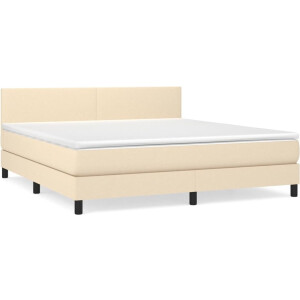 vidaXL - Boxspring - met - matras - stof - crèmekleurig - 180x200 - cm