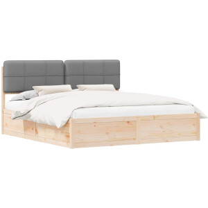 vidaXL - Bedframe - met - Gevoerde - Hoofdbord - Lichtgrijs - 180 - x - 200 - cm