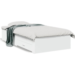 vidaXL - Bedframe - met - lades - bewerkt - hout - wit - 100x200 - cm