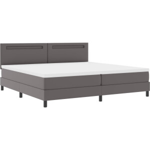 vidaXL - Boxspring - bed - met - hoofdeinde - Grijs - 200 - x - 200 - cm - Kunstleer