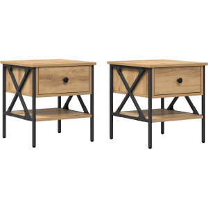 vidaXL - Nachtkastje - 2 - pcs - artisanaal - eikenkleurig - 40 - x - 42 - x - 45 - cm