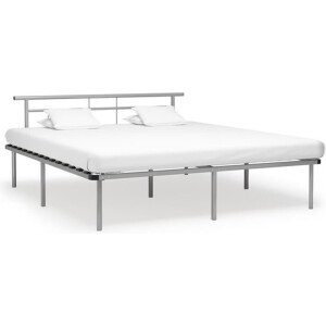 vidaXL - Bedframe - metaal - grijs - 200x200 - cm