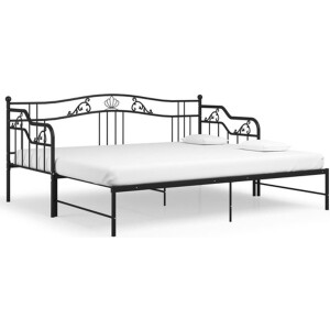vidaXL - Slaapbank - uittrekbaar - metaal - zwart - 90x200 - cm