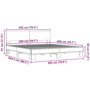 vidaXL - Bedframe - bewerkt - hout - metaal - sonoma - eikenkleurig - 200x200 - cm