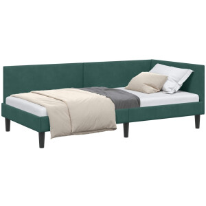 vidaXL - Hoek - Bed - Frame - Donkergroen - 80 - cm - x - 200 - cm - Fluweel