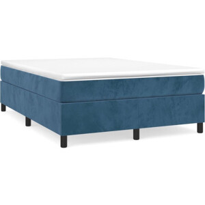 vidaXL - Boxspring - bed - 140x200 - cm - fluweel - donkerblauw