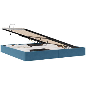 vidaXL - Ottoman - Bedframe - met - opslag - Donkerblauw - 200 - x - 200 - cm - Fluweel